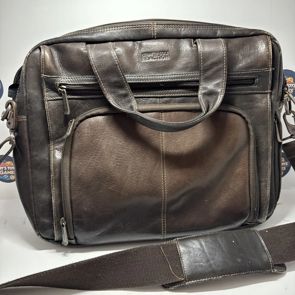 Kenneth Cole Reaction Brown Leather Messenger Bag